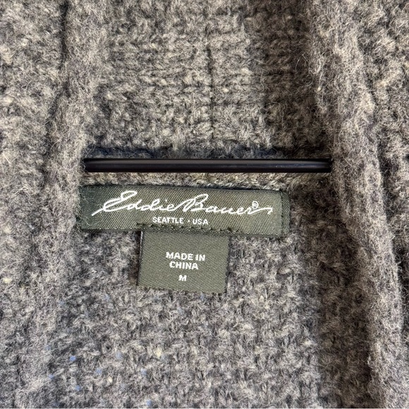 Eddie Bauer Wool Gray Knit Sleeveless Open Cardigan Sweater With Pockets Size M - Picture 9 of 12